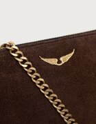 Zadig&Voltaire чанта crossbody дамска от велур JIM кафява LWBA04563