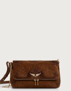 Zadig&Voltaire чанта crossbody дамска от велур ROCKY кафява LWBA04525