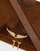Zadig&Voltaire чанта crossbody дамска от велур ROCKY кафява LWBA04525