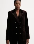 Zadig&Voltaire Кадифено сако в кафяво с двуредно закопчаване с изчистен дизайн WWBL01943