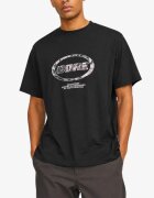 Jack & Jones Jcolido Aop Front Print Tee SS Crew Neck Black