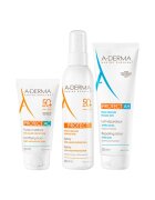 A-Derma Пакет Protect – Матиращ слънцезащитен флуид SPF 50+ - 40 мл + Слънцезащитен спрей SPF 50+ - 200 мл + Възстановяващ лосион за след слънце Protect AH - 250 мл