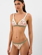 Accessorize London Флорален подплатен сутиен с бляскави частици Слонова кост/Античен бронз
