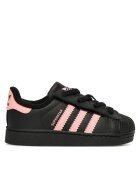 adidas Детски спортни обувки - екологична кожа - велкро - черно/розово