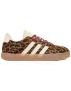 adidas детски спортни обувки от кожа с косъм с леопардов принт - с 3 кремави ленти и гумена подметка -