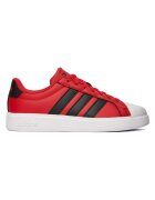 adidas детски спортни обувки от синтетична кожа с 3 черни ленти - червено/черно/бяло