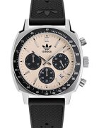 adidas Мъжки часовник MASTER ORIGINALS ONE CHRONO - сребърен - черна синтетична каишка - кварцов механизъм - 44x12мм