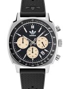 adidas Мъжки часовник MASTER ORIGINALS ONE CHRONO - сребрист - черна синтетична каишка - кварцов механизъм