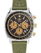 adidas Мъжки часовник модел MASTER ORIGINALS ONE CHRONO AOFH23504 - сребрист - зелена синтетична каишка - 44x12мм - водоустойчивост 10 ATM