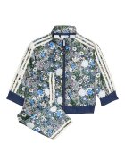 adidas Originals Флорално спортно яке Firebird с цип Бял/Зелен/Индигово синьо