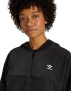 adidas Originals Рипсено худи с цип и джобове - Черен