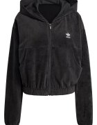 adidas Originals Рипсено худи с цип и джобове - Черен