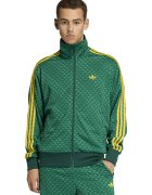adidas Originals Суитшърт Firebird с цип и лого - Зелен/Жълт