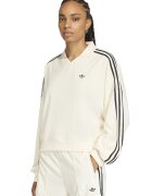 adidas Originals Суитшърт от плюш с остра яка - Черен/Мръснобял
