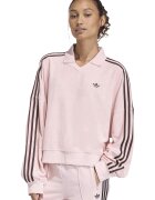 adidas Originals Суитшърт от плюш с остра яка Тъмнокафяв/Пастелнорозов