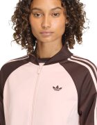 adidas Originals Суитшърт с памук с цип Тъмнокафяв/Бледо розово