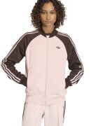adidas Originals Суитшърт с памук с цип - Тъмнокафяв/Бледо розово