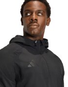 adidas Performance Футболно яке с качулка и лого Черен/Tъмносив