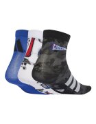 adidas Performance Къси чорапи Doodle - 3 чифта Бял/Черен/Кралско Синьо
