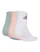 adidas Performance Унисекс къси чорапи с лого - 3 чифта Бял/Зелен/Розова сьомга