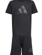 adidas Sportswear Къс спортен екип с лого Черен/Сив