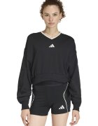 adidas Sportswear Къс суитшърт Stadium с шпиц - Бял/Черен