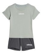 adidas Sportswear Памучна тениска и къс панталон - 2 части Бледозелен/Tъмносив