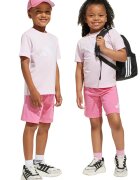 adidas Sportswear Памучна тениска и шорти - 2 части Бял/Розово