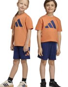 adidas Sportswear Памучна тениска и шорти - 2 части Тъмносин/Бледооранжев