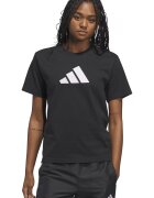 adidas Sportswear Памучна тениска с лого овално деколте и пепит Черен
