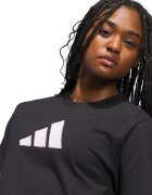 adidas Sportswear Памучна тениска с лого овално деколте и пепит Черен