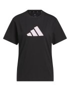 adidas Sportswear Памучна тениска с лого овално деколте и пепит Черен
