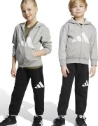 adidas Sportswear Спортен екип с цип и качулка Черен/Светлосив меланж