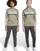 adidas Sportswear Спортен екип Tiberio с цип и лого Светло сив/Бежов/Избеляло черно