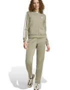 adidas Sportswear Спортен екип W ESS 3S TS с цип и лого Бял/Каки