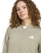 adidas Sportswear Спортен екип W ESS 3S TS с цип и лого Бял/Каки