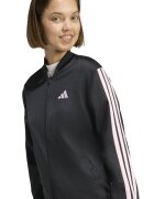 adidas Sportswear Спортен екип W ESS 3S TS с цип и лого Черен/Бледо розово
