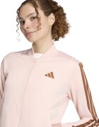 adidas Sportswear Спортен екип W ESS 3S TS с цип и лого Канелено кафяво/Праскова