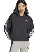 adidas Sportswear Суитшърт с ниска овална яка и цип - Бял/Черен