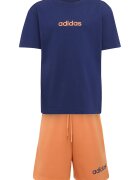 adidas Sportswear Тениска и къс панталон с лого - 2 части Оранжев/Тъмносин