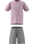 adidas Sportswear Тениска и къс панталон с лого - 2 части Сив меланж/Бледо розово