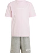 adidas Sportswear Тениска и къс панталон с лого - 2 части Сив меланж/Бледо розово