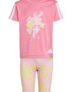 adidas Sportswear Тениска с десен и клин Бял/Жълт/Пастелнорозов