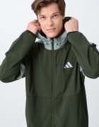 adidas Sportswear Яке с качулка и джобове с цип Пепеляво сиво/Тъмно каки