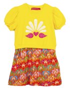 Agatha Ruiz de la Prada Комби рокля с принт - Бял - Жълт - Мандарина -