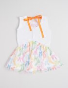Agatha Ruiz de la Prada Разкроена памучна рокля Бял/Зелен/Розово