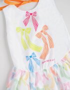 Agatha Ruiz de la Prada Разкроена памучна рокля Бял/Зелен/Розово