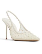Aldo Заострени обувки Pearlescent от еко кожа с ток Мръснобял