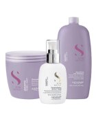 Alfaparf Комплект за изглаждане Milano Semi Di Lino Shampoo - 1000 ml - Маска - 500 ml и Флуид за блясък All-in-1 Diamond Illuminating - 125 ml