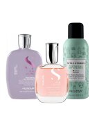Alfaparf Комплект за изглаждане Milano Semi Di Lino Shampoo - 250 мл - сух шампоан Style Stories 200 мл и парфюмирана вода за коса и тяло Sublime Water 50 мл
